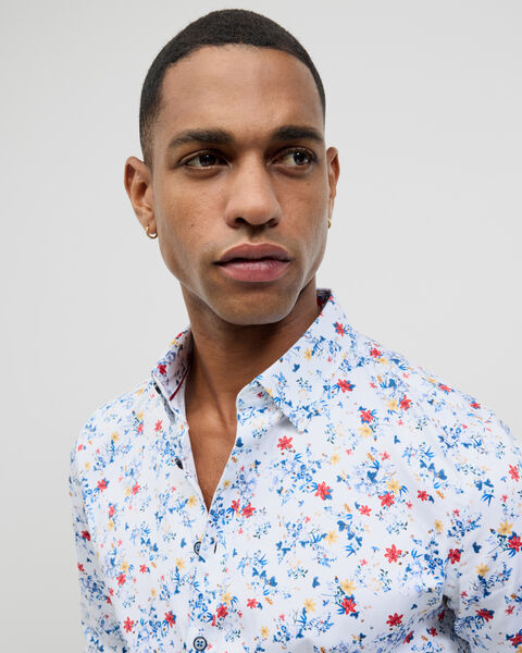Fusion Floral Long Sleeve Shirt, Blue, hi-res